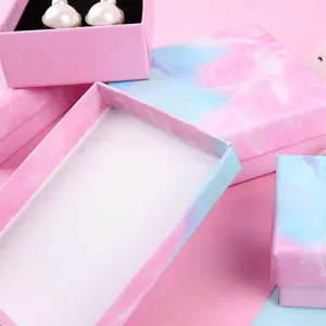 イヤリング/リング/ネックレス/ジュエリー/ギフト用の女の子らしいベビーピンクとブルーの大理石パターンパッケージボックス