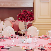 11.8 pouces de diamètre Bourgogne Faux Rose Fleurs Artificielle Boule Arrangement Bouquet Pièce Maîtresse pour Tables