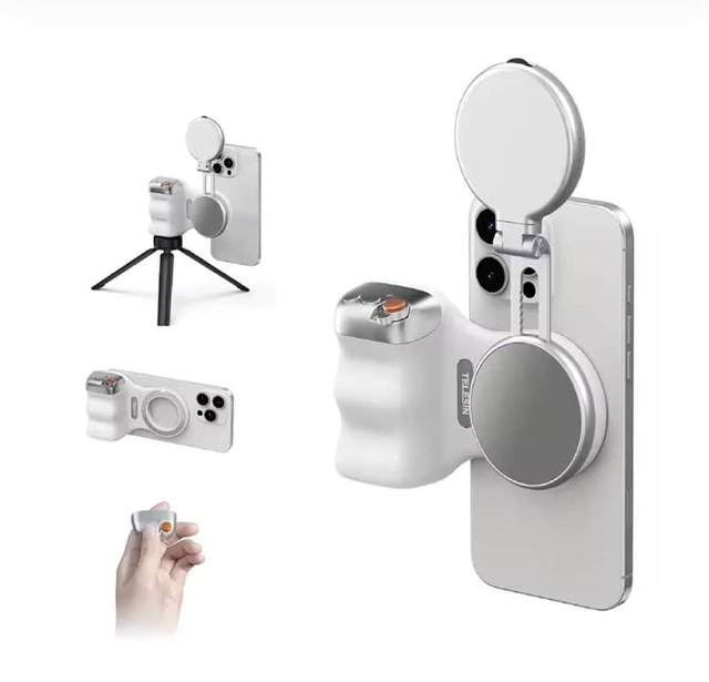 TELESIN Flexible Magnetic All-in-One Phone Camera Handle Grip with Remote Fill Light & Alloy Tripod for Perfect Shots