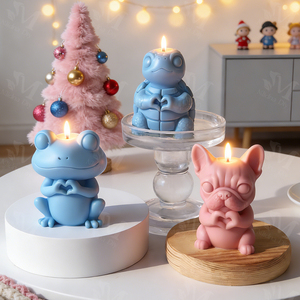 Molde de Silicona para Velas Aromáticas J10-536, Diseño de Gato <span class=keywords><strong>Maine</strong></span> <span class=keywords><strong>Coon</strong></span>, Perro, Rana, Tortuga, Molde para Resina, Yeso y Figuras de Gatitos Sentados - Product Image 5