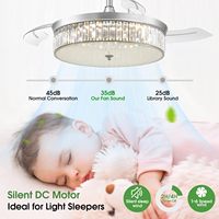 Ventilateur de plafond LED 42 pouces avec moteur CC pour salon chambre à coucher Lames rétractables invisibles Ventilateur de plafond LED avec lumière