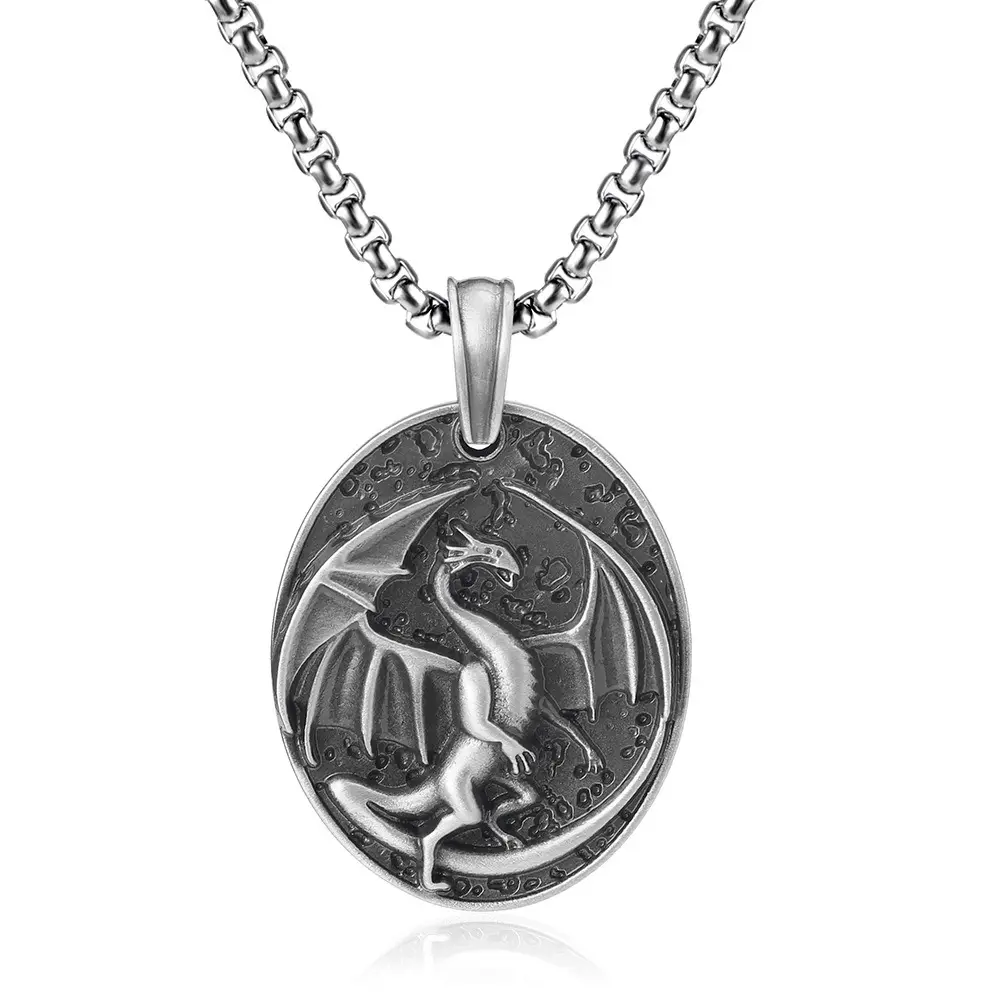 Dragon Necklace Adjustable, Western Jewelry Stainless Steel Dragon Necklace