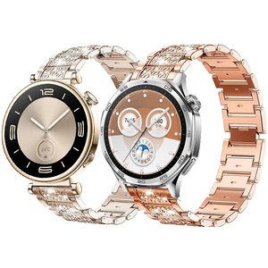 <span class=keywords><strong>Bracelet</strong></span> <span class=keywords><strong>femme</strong></span> diamant de luxe 18mm pour HUawei Watch GT4 41mm pour <span class=keywords><strong>Garmin</strong></span> Venu 3s 22mm Bracelets métal pour GT5 Pro GT4 GT3 GT2 - Product Image 1