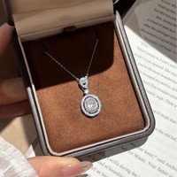 Collar con Colgante de Moissanita Color D, Plata de Ley S925, Joyería Fina para Mujer, Regalo para Bodas y Fiestas