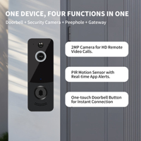 Sonnette de porte intelligente sans fil avec caméra et écran LCD, système de visiophonie WiFi avec contrôle à distance via l'application TTLock
