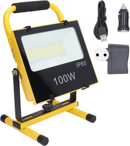 Projecteur LED 100W 1 Pack 9000LM 6500K Lumière du jour IP65 Étanche Rechargeable Projecteurs extérieurs pour terrain de sport, jardin, entrepôt - Product Image 1