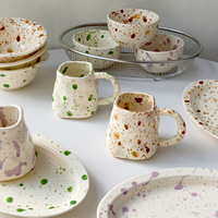 Mug en céramique de style nordique, couleur unie, avec poignée et soucoupe, compatible micro-ondes et lave-vaisselle, pour boissons chaudes/froides, bureau, maison