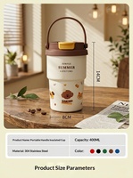 Mug à café isotherme à double bec verseur avec revêtement intérieur en acier inoxydable 304, portable, facile à nettoyer, haute isolation, thermos moderne et minimaliste