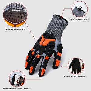 OEM Nudillos Protección TPR 2 Nivel Anti Impacto Guantes Resistente a los cortes Seguridad Industria pesada Guantes de punto - Product Image 2