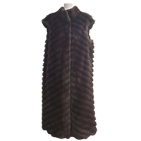 Nouveau gilet en fausse fourrure de vison pour femme, à rayures diagonales, couleur personnalisable, élégant, amincissant, longueur genou, sans manches