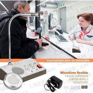 Intercomunicador Bidireccional para Ventanilla, Carcasa Metálica, Cableado, con Función de Radio, para Banco, Hospital, Estación, Mostrador - Product Image 1