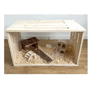 Habitat pour petits animaux Maison pour hamster en bois Cage pour hamster moderne du milieu du siècle