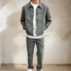 Ensemble en jean de haute qualité pour homme : Veste et pantalon en denim épais délavé style vintage - Product Image 2