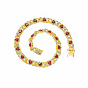 Nuevo Collar Personalizado con Cadena de Corazones Exagerados, Estilo Hiphop, Cadena Cubana de Aleación, Collar para Hombre, Joyería de Moda - Product Image 1