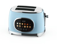 Grille-pain BESTONE 2 tranches avec minuterie numérique, fonctions de décongélation, de réchauffement et d'annulation, bleu clair, grille-pain électrique domestique