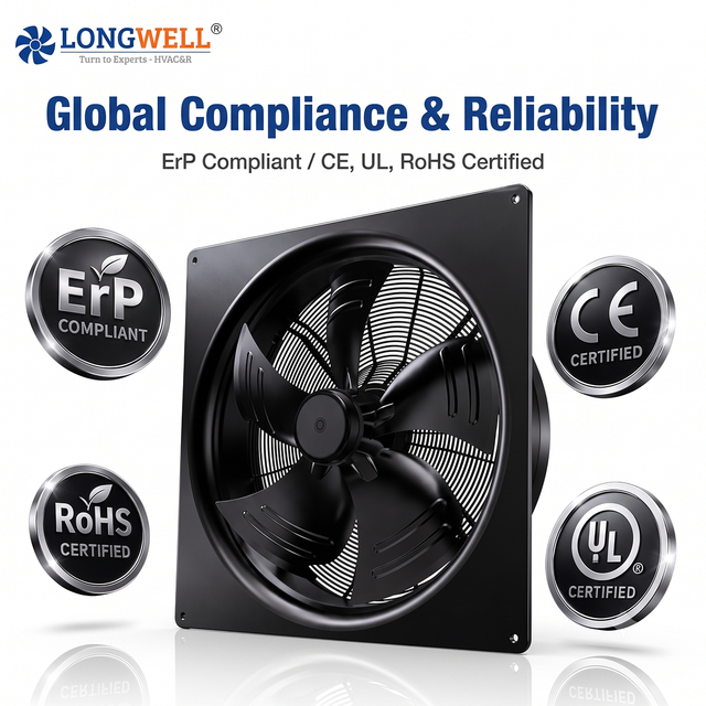 LONGWELL Supplier Wholesale Low Noise EC Axial Fan 630mm 32000 M³/h 380V 3-Phase IP55 for AI Data Center Ventilation Cooling