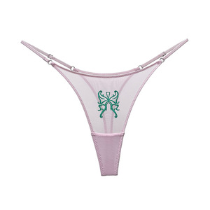 String sexy en maille 2024, perspective, couleur contrastée, fines bretelles exquises, grande taille, pantalon T taille basse, ODM, tricoté sans couture - Product Image 5