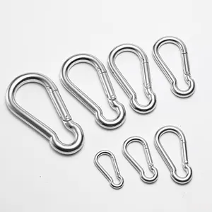 JRSGS Fábrica Direta Atacado Carabiner Gancho Hardware 304 316 Molas de Aço Inoxidável Escalada Botão Snap Ganchos Carabiner