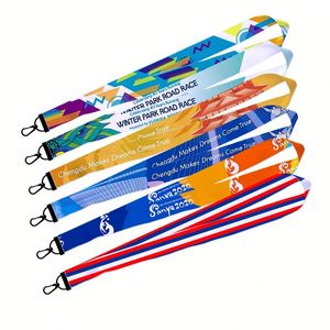 Fashionable Silk Screen Printed <b>Polyester</b> <b>Lanyard</b> with Buckle and Metal Hook for Office Name Tags Trade Show Accessories - Product Image 3