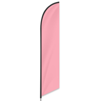 Drapeau de plage personnalisé imprimé 2,3x11,1 pieds, fond rose, impression numérique double face