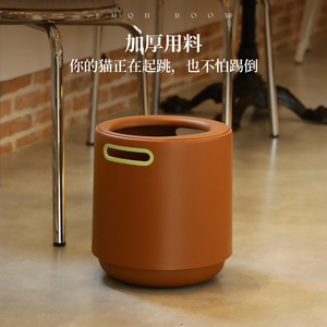 Double Layer Portable Trash Can Cylindrical Indoor Wastebasket Sudan Brown European Green For Home Living Room Bedroom Use - Product Image 2