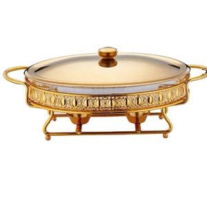 Modern Stainless Steel Serving Dishes Rectangle Silver Golden <strong>Buffet</strong> Chafing <strong>Warmer</strong> with 3L Capacity Fuel Heating for Weddings - Product Image 1