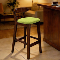 Tabouret de bar en bois massif à haut dossier, usage commercial et domestique, design moderne, pivotant, hauteur réglable, mobilier de bar