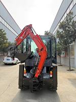 TOHO 2026 Mesin Diesel 3 Ton Mini Backhoe Loader Bucket 0.3m 4x4 Wheel Loader Daya 37KW Efisiensi Tinggi 6-in-1