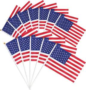 Envío rápido de la bandera del poste de plástico canadiense americano para el juego de pelota que agita la bandera colgante Poste de madera mexicano Mini Bandera de mano - Product Image 5