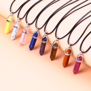 Collier <span class=keywords><strong>pendentif</strong></span> en <span class=keywords><strong>pierre</strong></span> <span class=keywords><strong>semi</strong></span>-<span class=keywords><strong>précieuse</strong></span> naturelle en vrac, quartz rose, cristal de guérison, point hexagonal - Product Image 3