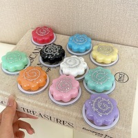 Support de téléphone magnétique télescopique en résine 3D en forme de cookie, couleur unie, avec paillettes et sequins, style coréen, vente en gros