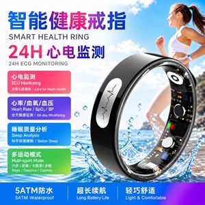 แหวนอัจฉริยะ Er08 Ecg สีดำ เครื่องวัดอัตราการเต้นของหัวใจ เครื่องวัดออกซิเจนในเลือด นับจำนวนก้าว กันน้ำ เซ็นเซอร์วัดอุณหภูมิร่างกาย - Product Image 4