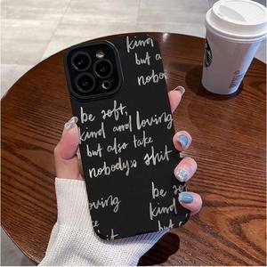 <span class=keywords><strong>Mots</strong></span> écrits avec impression à la craie TPU cuir artificiel housse de téléphone portable pour Iphone 6 7 8 X Xr Xs 11 12 13 14 15 16 17 - Product Image 1