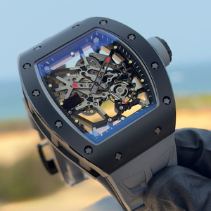 High-quality RM Style Black Ceramic <b>Skeleton</b> <b>Automatic</b> <b>Watch</b> With Gray Rubber Strap - Product Image 2