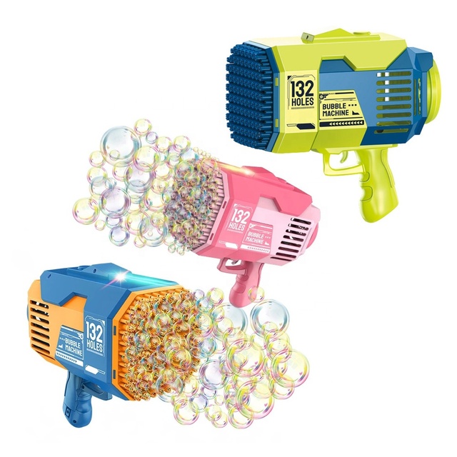 132 Holes Oversized Electric Bazooka Bubble Gun Toy Summer Outdoor Playing Densest Soap Bubble Effect Automatic Bubble Machine