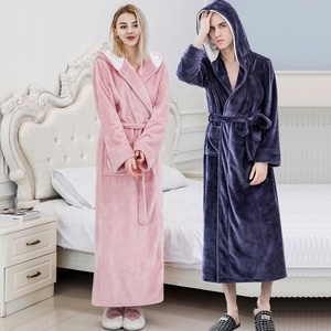 Accappatoio Lungo in Flanella Marrone a Nido d'Ape, Vestaglia in Cotone alla Moda <span class=keywords><strong>per</strong></span> Ragazze - Product Image 2