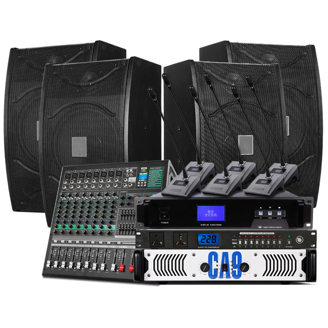 D100C Professional 10-inch Speaker Equipment 10 Channels Audio Mixer Conf Mic Speakers Audio Sound System for Church Conference