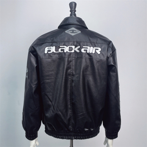 Chaqueta de motociclista unisex de cuero PU con bordado en contraste resistente, chaqueta de seguridad para motocicleta, chaqueta de mezclilla impermeable. - Product Image 2