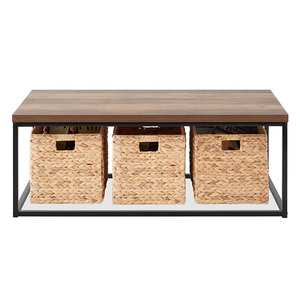 Tavolino da Caffè Multifunzionale con Piano in Legno Massello e Gambe in Metallo - Design Moderno per Soggiorno, Camera da Letto, Hotel e Uso Esterno - Product Image 5
