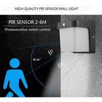 Lámpara de Pared LED con Sensor de Movimiento Cuadrado de Material PC PW1703-E27-PIR -S, Portalámparas E27, Lámpara de Pared con Sensor de Movimiento para Exteriores