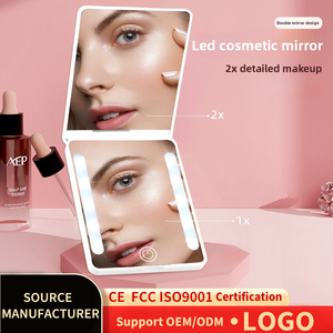 Espejo de Maquillaje LED Portátil Plegable, Tres Colores Ajustables, Espejo de Viaje de Bolsillo, Espejo de Vanidad Recargable, Regalo <span class=keywords><strong>para</strong></span> Mujer - Product Image 1