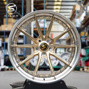 Cerchi Forgiati Scomponibili a 2 Pezzi con Razze Multiple e Bordo a Gradino, Finitura Oro Spazzolato 6061-T6 per Porsche Ferrari Supercar - Product Image 2