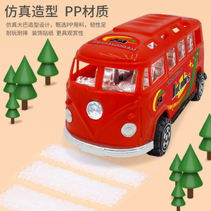 Autobús de juguete inercial con retroceso, educativo para niños, con forma de autobús público de dibujos animados, juguete unisex - Product Image 3