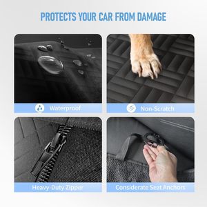 غطاء مقعد سيارة للكلاب من أكسفورد 600D قابل للغسل ومضاد للانزلاق وصديق للبيئة ومقاوم للخدش ومضاد للماء باللون الأسود - Product Image 2