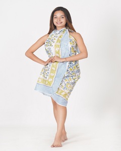 High Quality Cotton Hand Block Print Sarong Women Cover Up High Waist Bikini Wrap <b>Split</b> Beach <b>Skirt</b> Printed - Product Image 1