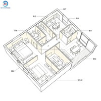 Villa de luxe préfabriquée en acier léger en forme de L, style maison de plage côtière australienne, 3 chambres, 2 salles de bain, plain-pied, modulaire, vue sur l'océan, clé en main