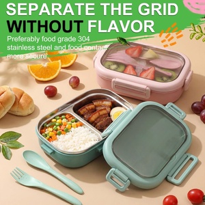 Stainless Steel Bento <b>Box</b> Adults BPA Free Microwave Dishwasher Safe <b>Lunch</b> <b>Box</b> Kids Students with Cutlery for School - Product Image 4