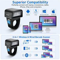 Escáner de Código de Barras de Anillo Portátil JR Z01, Bluetooth 2.4G Inalámbrico, Lector USB 3 en 1 para Logística de Almacén y Conteo de Inventario