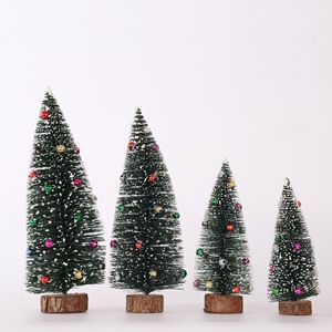 Mini <span class=keywords><strong>sapin</strong></span> de Noël artificiel en forme de brosse à bouteille avec base en bois, petite décoration de table pour la maison, cadeau, fournisseur - Product Image 2