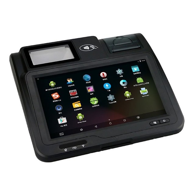 Android POS Terminal with Printer 10.1 Inch Pos Machine with NFC Reader Barcode Scanner, MSR, IC, Printer All in One